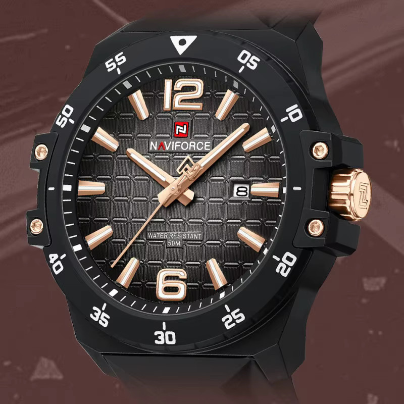 NAVIFORCE Armbanduhr, Quarz, Silikonarmband, Schwarz, Herren - Bild 2