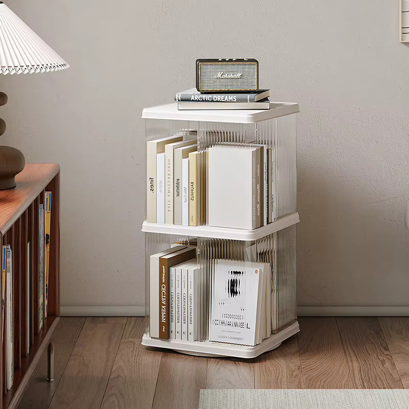 LEWEN 360 Grad drehbares Bücherregal in Weiß, mehrschichtiges Ausstellungsregal für das Home Office - Bild 2