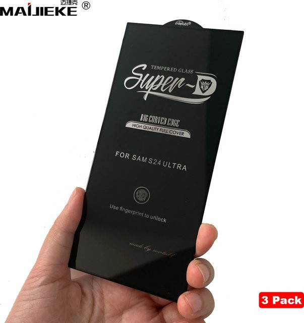 3er-Set Gehärtetes Glas Display Schutzfolie mit gebogener Kante für Samsung Galaxy S24 Ultra, S24 Plus und S24, Transparent, Volle Abdeckung - Bild 1