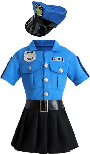 Polizei Deluxe Kostüm Verkleidungskostüm, Mädchen, Blau - Bild 1