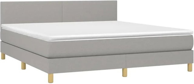 vidaXL Boxspringbett mit Matratze in Hellgrau, Hybridbett mit LED-Unterbettbeleuchtung und USB-Anschluss, B/T/H: 180 x 200 x 78 cm - Bild 1