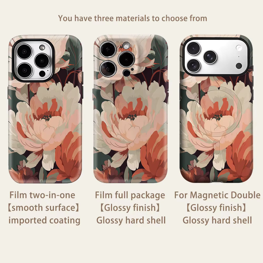 Robuste Pfingstrosen-Handyhülle von Potdemiel für iPhone 17 16 15 14 13 Pro Max Plus mit Magnetfunktion in Multicolour - Bild 2