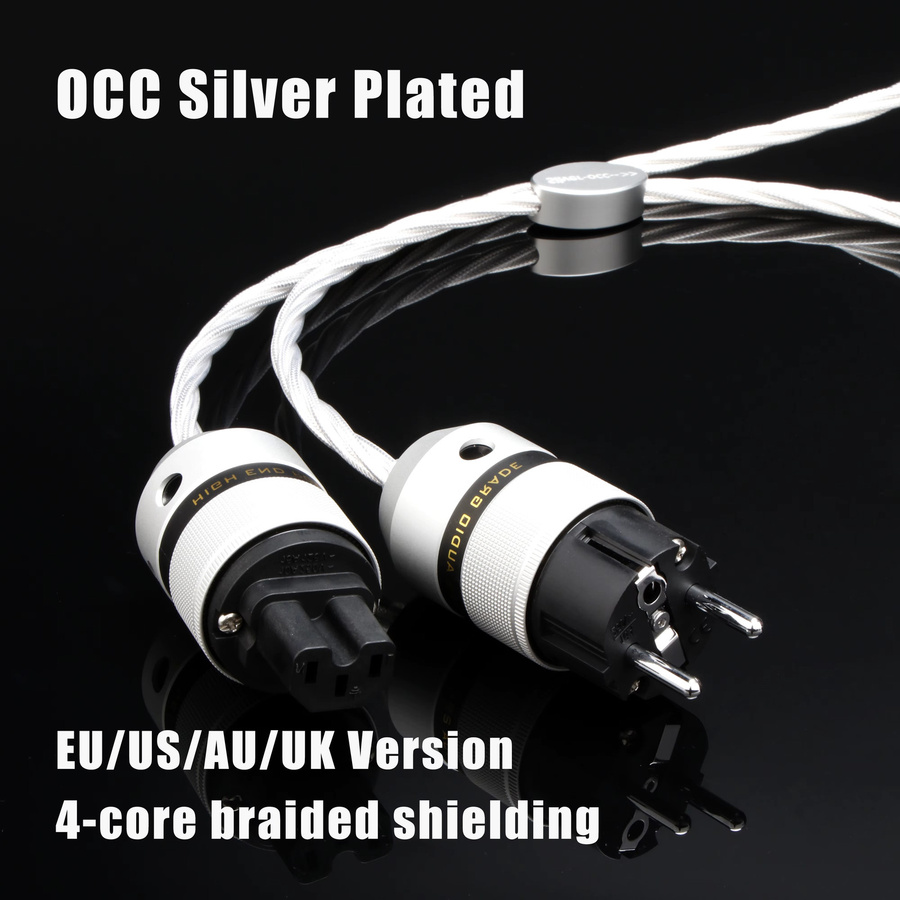 Preffair Hifi-Stromkabel mit 7N OCC versilbertem Leiter für Audiophile, weiß - Bild 3