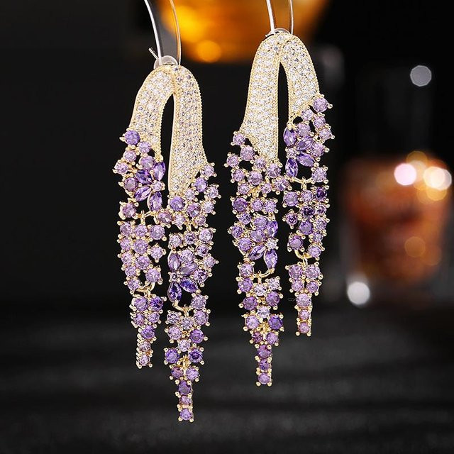 Lucky Star Jewelry Ohrringe, violett, Messing, Zirkonia, Kristall, Damen - Bild 1