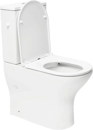 Swiss Aqua Technologies Stand-Kombi-WC spülrandlos mit erhöhter Sitzfläche und Softclose WC-Sitz, Weiß