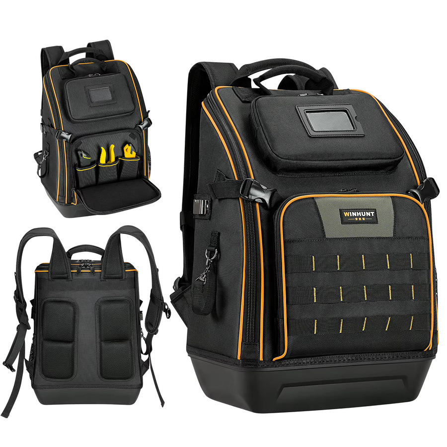 WINHUNT Tool-Station Pro Heavy-Duty Werkzeugrucksack mit großer Innenausstattung und geformtem Boden in Schwarz - Bild 2
