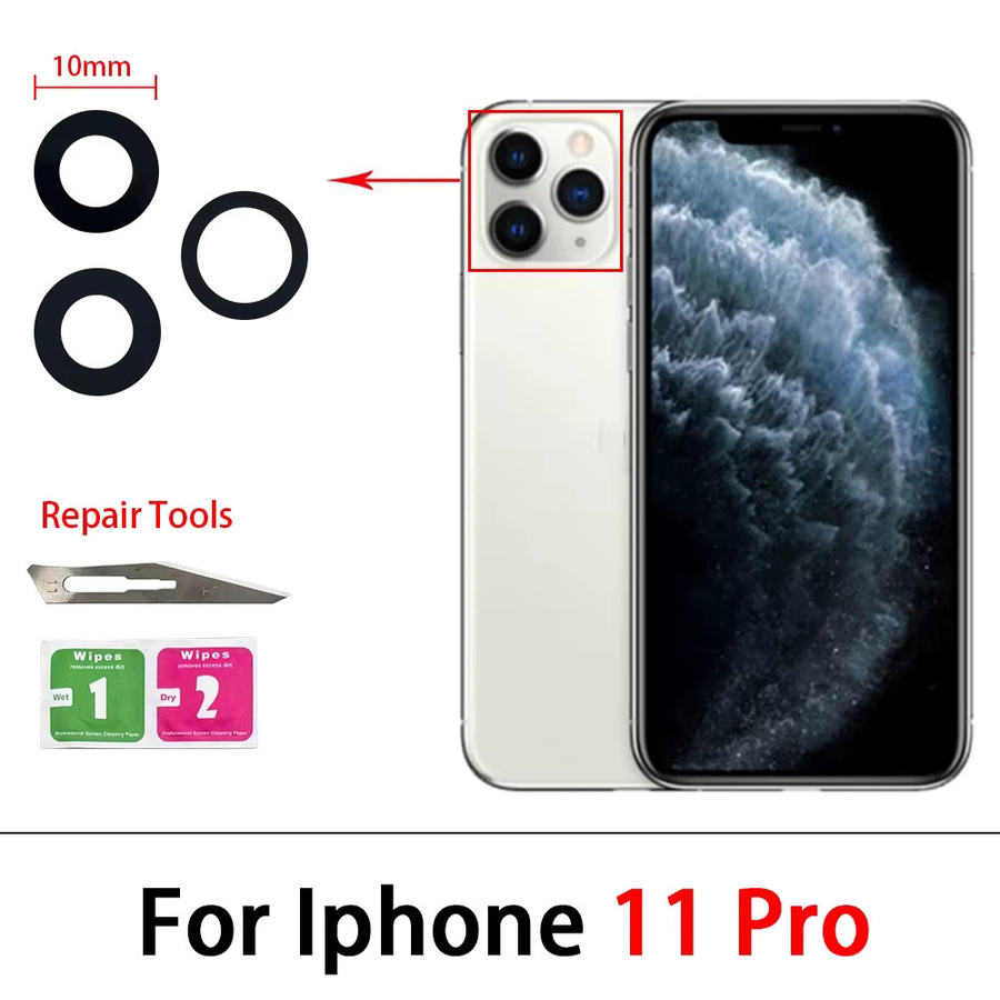 JIARUILA Ersatz Kamera-Glaslinse inklusive Kleber für iPhone 11 Pro Max 14 Plus 13 12 Mini Reparaturset - Bild 2