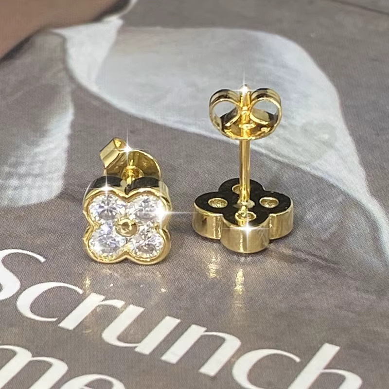 Lnngy Ohrstecker Moissanit, Blumen, Gold, Damen - Bild 2