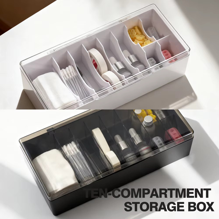 Weiße 10-Gitter-Aufbewahrungsbox aus Kunststoff als Bastel-Organizer und Behälter für Nagelzubehör und Beauty-Professionals - Bild 3