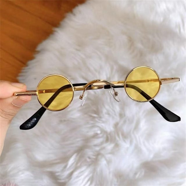 Fashion Glasses M Sonnenbrille, rund, Metall, Vollrand, beige, Unisex - Bild 1