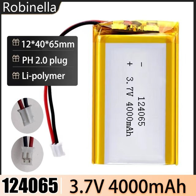 Robinella Polymer-Lithium-Batterie 4000 mAh, 3,7 V Lipo-Zellen mit PH 2.0 2p Stecker - Bild 1