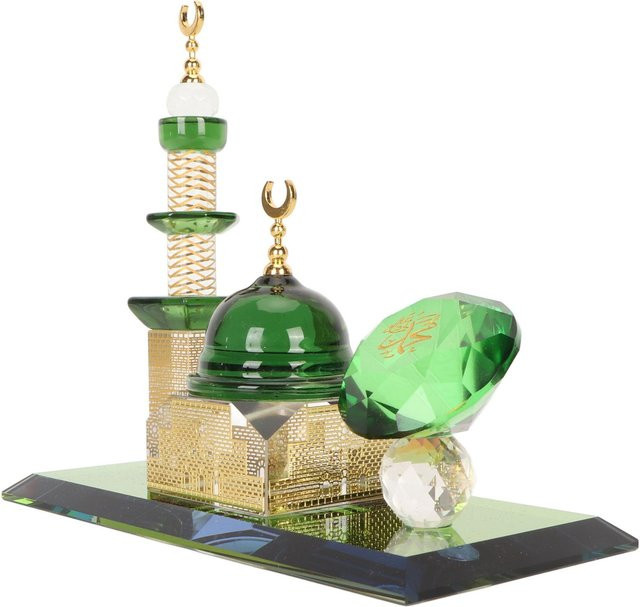 OutsideWorld Felsenmoschee Ornament Kristall Muslimische Gebäude Figur Miniatur Architektonische Dekoration in Beige und Grün aus Glas - Bild 1