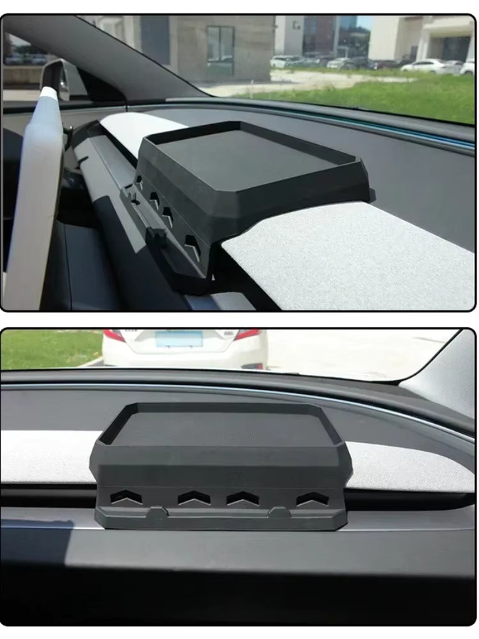 YouGallop Silikon Aufbewahrungsbox für Tesla Model Y Juniper und Model 3 Highland, Armaturenbrett-Taschentuchhalter und Telefonhalterung, Schwarz - Bild 7