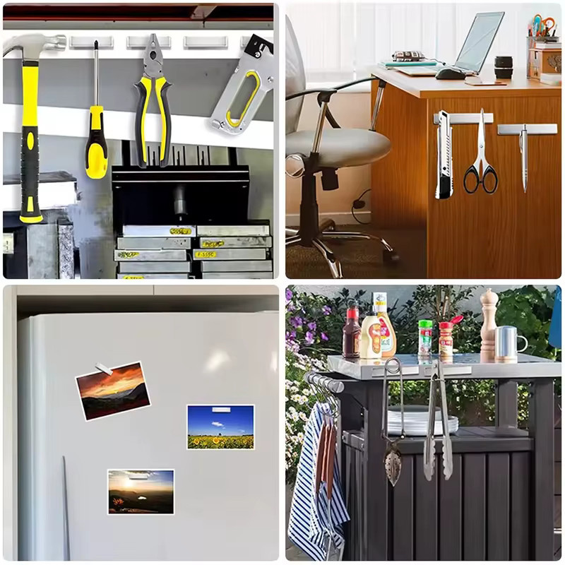 Mognot Kühlschrankmagnete rechteckig in Silber und Schwarz, B/H/T: 60 x 10 x 3 mm, robuster und starker Magnethaken für Küche, Foto, Garage oder Büro - Bild 5