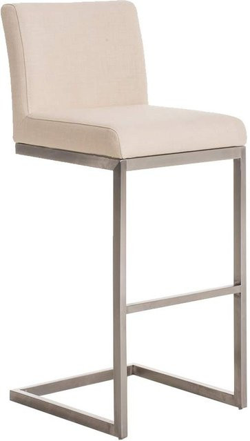 TPFLiving Barhocker Paragon mit Edelstahlgestell und Stoffbezug in Creme/Beige, B/T/H: 42 x 48 x 77 cm, Höhe: 104 cm - Bild 1