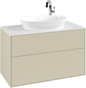 V&B Waschtischunterschrank Finion in Grau mit weißer Abdeckplatte, Breite: 100 cm, Tiefe: 50,1 cm - Bild 1