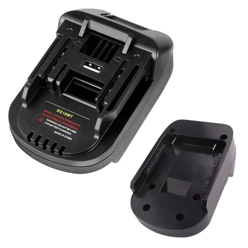 Bosch Akku-Adapter von 18V auf Makita 18V für Li-Ionen-Akkus mit USB-A und USB-C Anschluss in Schwarz - Bild 2