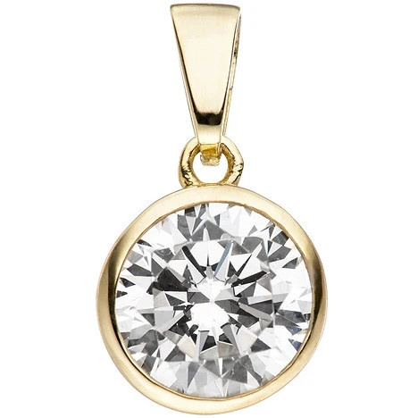 Colfem Anhänger, 925 Silber, gold vergoldet, Zirkonia, rund, Unisex - Bild 1