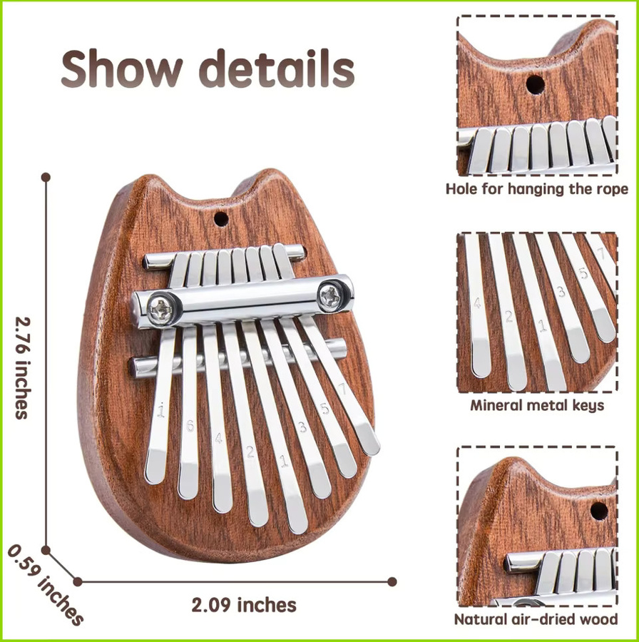 YOUYAN Mini Kalimba 8-Tasten Daumenklavier, 1 Stück - Bild 2