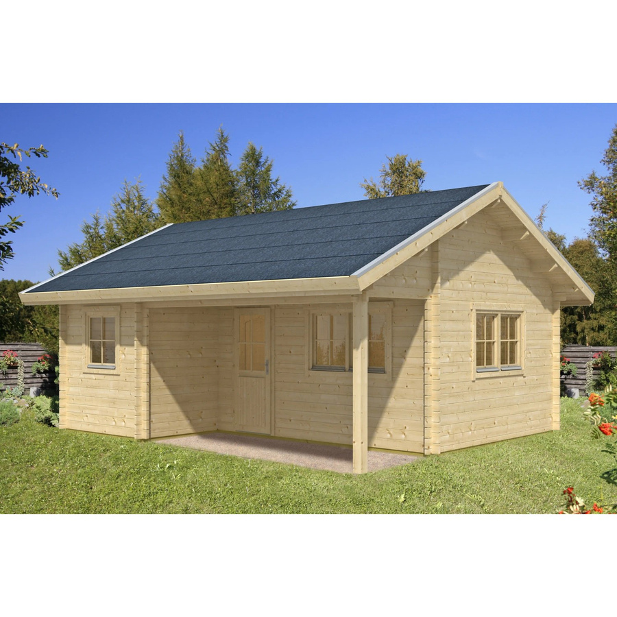 Skan Holz-Gartenhaus Ontario Blockbohlenhaus aus nordischer Fichte in Brown mit Dachlattung, B: 600 cm, T: 500 cm - Bild 2
