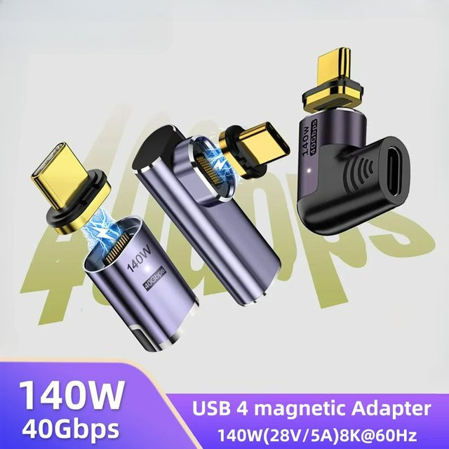 BSN Magnetischer USB-C auf Typ-C Adapter mit 140W Schnellladefunktion und 40Gbps Datenübertragung, 8K@60Hz Unterstützung - Bild 1