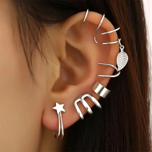 Ohrring-Set 5-teilig, Kupferlegierung, Silber, Damen - Bild 1