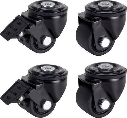Dörner + Helmer 450067 Schwerlast-Lenkrollen Set, 4 Stück, Farbe: Schwarz, Rad-Durchmesser: 65 mm, Tragfähigkeit: 1500 kg - Bild 1