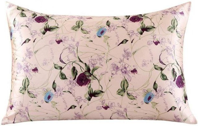JMG Clothing Maulbeer-Seiden-Kissenbezug mit Blumenmuster und Reißverschluss, Mehrfarbig, B: 91 cm, H: 51 cm - Bild 1