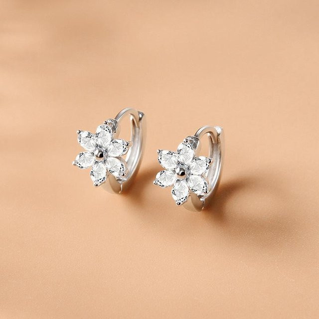 Blumenohrringe 925 Silber, Zirkonia, Damen - Bild 1