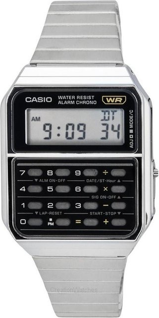 Casio Digitaluhr Vintage, Edelstahl, Quarz, Schwarz, Herren - Bild 1