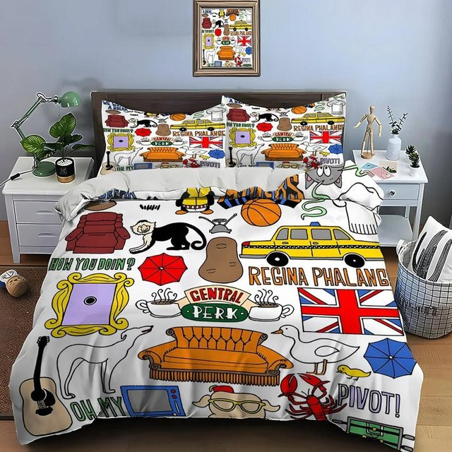 JMG Household Supplies Friends Print Bettwäscheset aus Mikrofaser mit Motiv, Multicolor, B/H: 140 x 210 cm - Bild 1