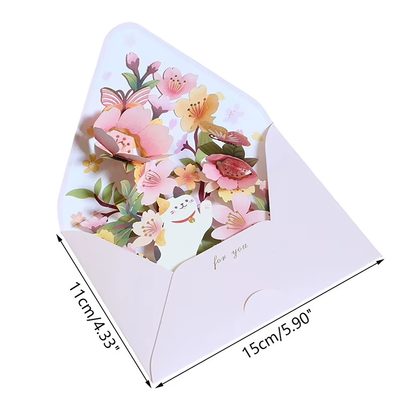 Kreatives 3D Pop-up Grußkarten Set mit Blumenmotiven in Multicolour für Geburtstag, Weihnachten und Hochzeit - Bild 2