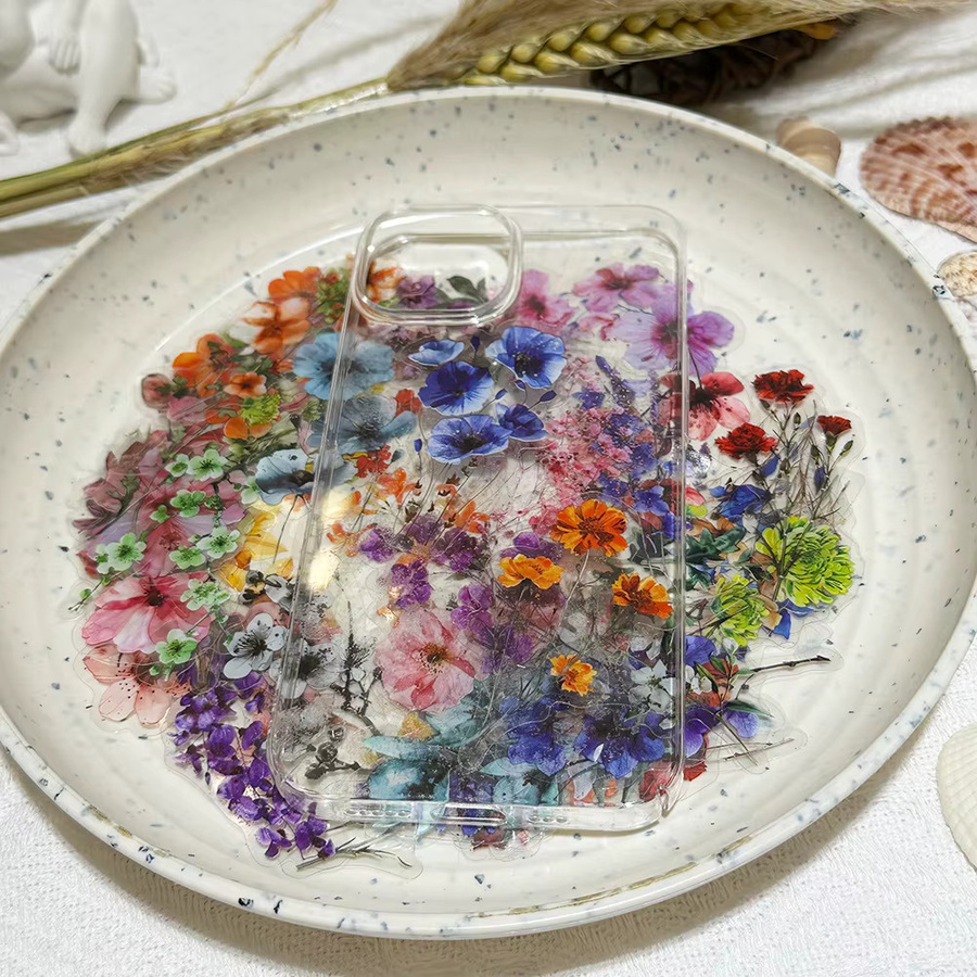 50 Stück YIIMANNER Tinte-Blumen-Aufkleber-Set, wasserfeste transparente PET-Aufkleber in Multicolour zur Dekoration von Notizbüchern und Broschüren - Bild 2