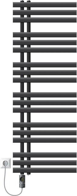 LuxeBath Badheizkörper Iron EM Handtuchheizkörper aus Stahl in Anthrazit mit 900W Heizstab und Digitaldisplay, Höhe: 140 cm, Breite: 50 cm - Bild 1