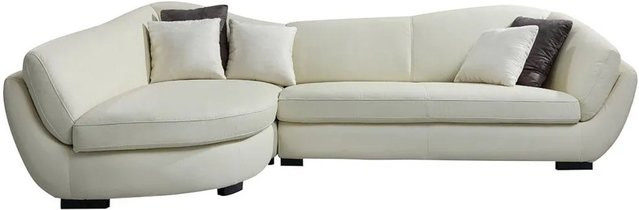Vente-unique Sofa Caipi in Elfenbein ohne Schlafmöglichkeit mit L-Form und Büffelleder, Breite: 285 cm - Bild 1