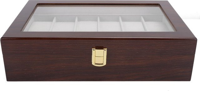 Holz Uhren Display Box Organizer, 12 Grids, grau, Unisex - Bild 1