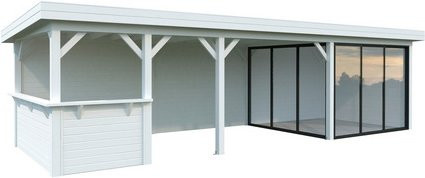 PALMAKO Pavillon Lenna aus Fichtenholz in Weiss mit Pultdach B/T/H: 916 x 340 x 245 cm - Bild 1