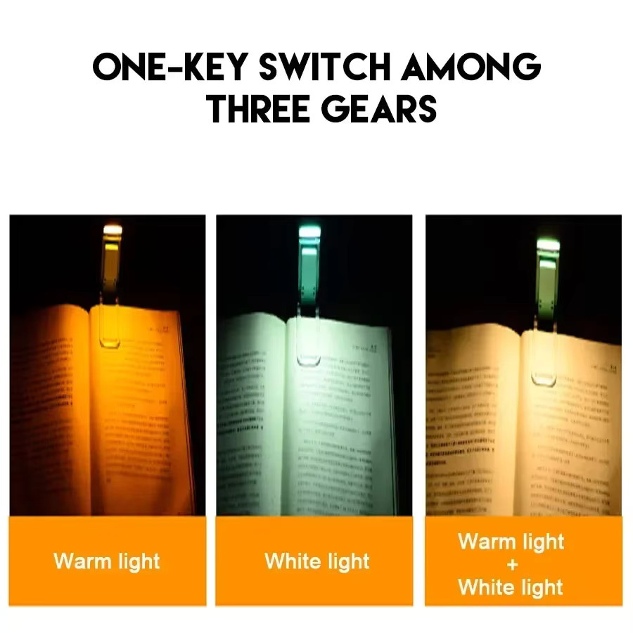 KDULIT Wiederaufladbare Clip-on Buchleuchte in Blau mit 3 Lichtfarben und augenschonender LED-Technik - Bild 3