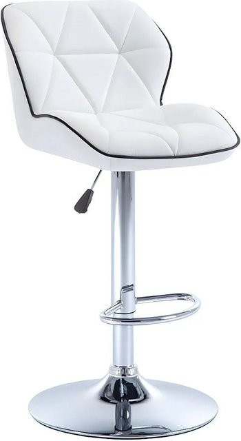 Vente-unique Barhocker Calvin Weiß mit Kunstleder und Metallgestell, Höhe: 45 cm - Bild 1