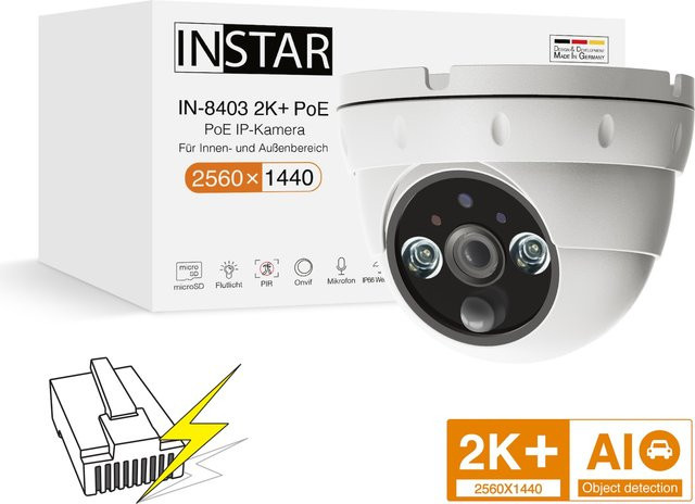 INSTAR IN-8403 2K+ PoE Kamera in Weiß mit integriertem Mikrofon - Bild 1
