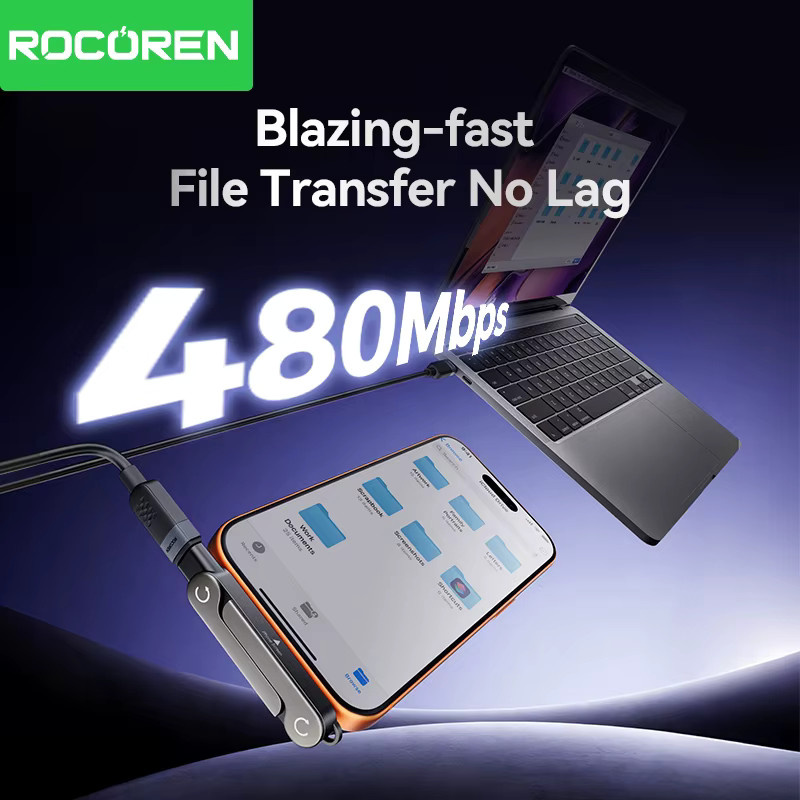 Rocoren 3-in-1 USB-C OTG Adapter 240W PD3.1 USB Hub in Schwarz für iPhone 15-17, MacBook und Samsung - Bild 4