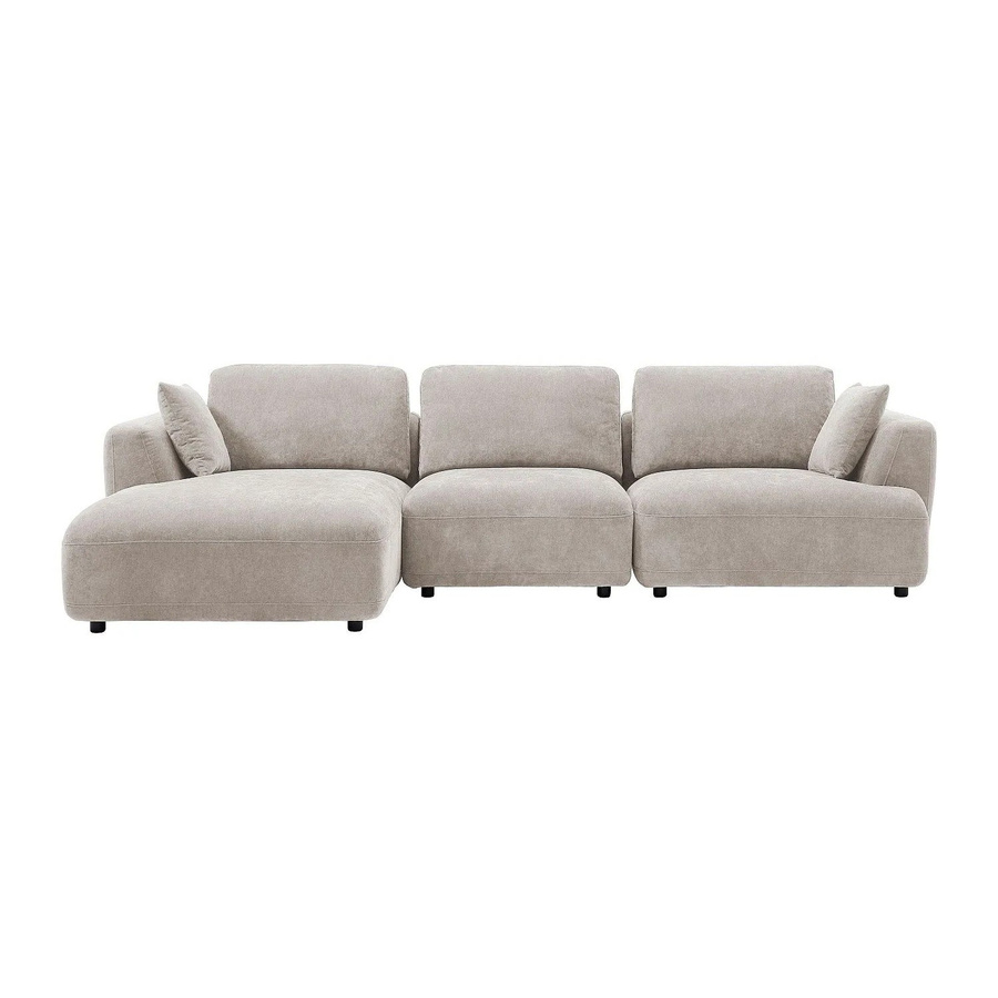Vente-unique Sofa Tindralo L-Form in Beige mit Stoffbezug und Federfüllung, Breite: 303 cm - Bild 2