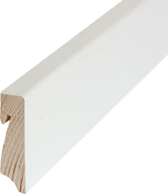 Döllken Profiles Sockelleiste aus Massivholz in Weiß, Höhe: 58 mm, Tiefe: 16 mm, Länge: 2400 mm - Bild 1