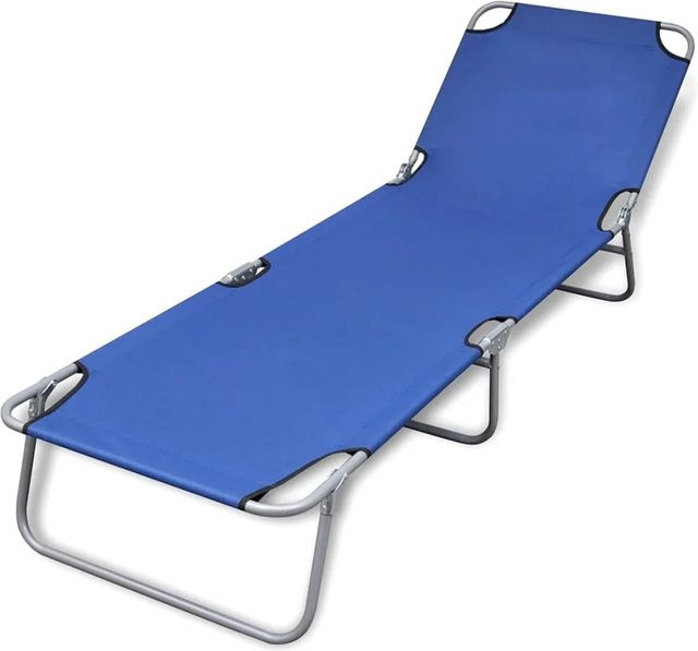 vidaXL Klappbare Sonnenliege aus pulverbeschichtetem Stahl in Blau mit verstellbarer Kopfstütze und UV-beständigem Textilene-Bezug - Bild 1