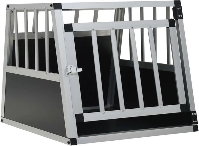 vidaXL Hundetransportbox mit Einzeltür in Silber, B/T/H: 54 x 69 x 50 cm - Bild 1