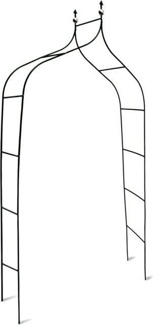 Relaxdays Rankbogen aus Stahl in Dunkelgrün, geschwungen mit Kugeln, Höhe: 240 cm, Breite: 140 cm, Tiefe: 38 cm - Bild 1