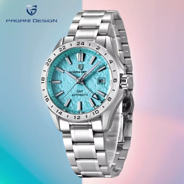 PAGANI DESIGN Armbanduhr GMT, Automatik, Edelstahl, Blau, Herren - Bild 1