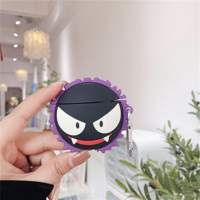 Stoßfeste Silikonhülle für Apple AirPods 4 und AirPods Pro 2 im Gastly Ball Design, Farbe: Lila - Bild 1