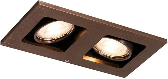 QAZQA Einbaustrahler Qure Rechteckig Dunkelbronze 2-flammig dimmbar und verstellbar aus Aluminium mit GU10 Fassung - Bild 1