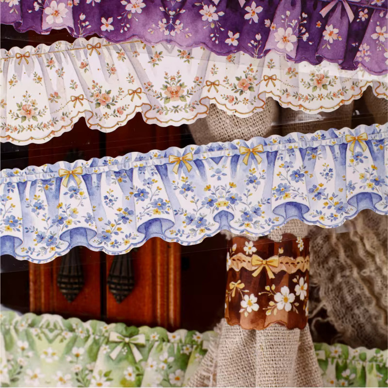 Washi-Tape mit plissierter Vorhang-Textur für Scrapbooking und DIY-Projekte, 1 Rolle, B: 3 cm, L: 200 cm - Bild 2